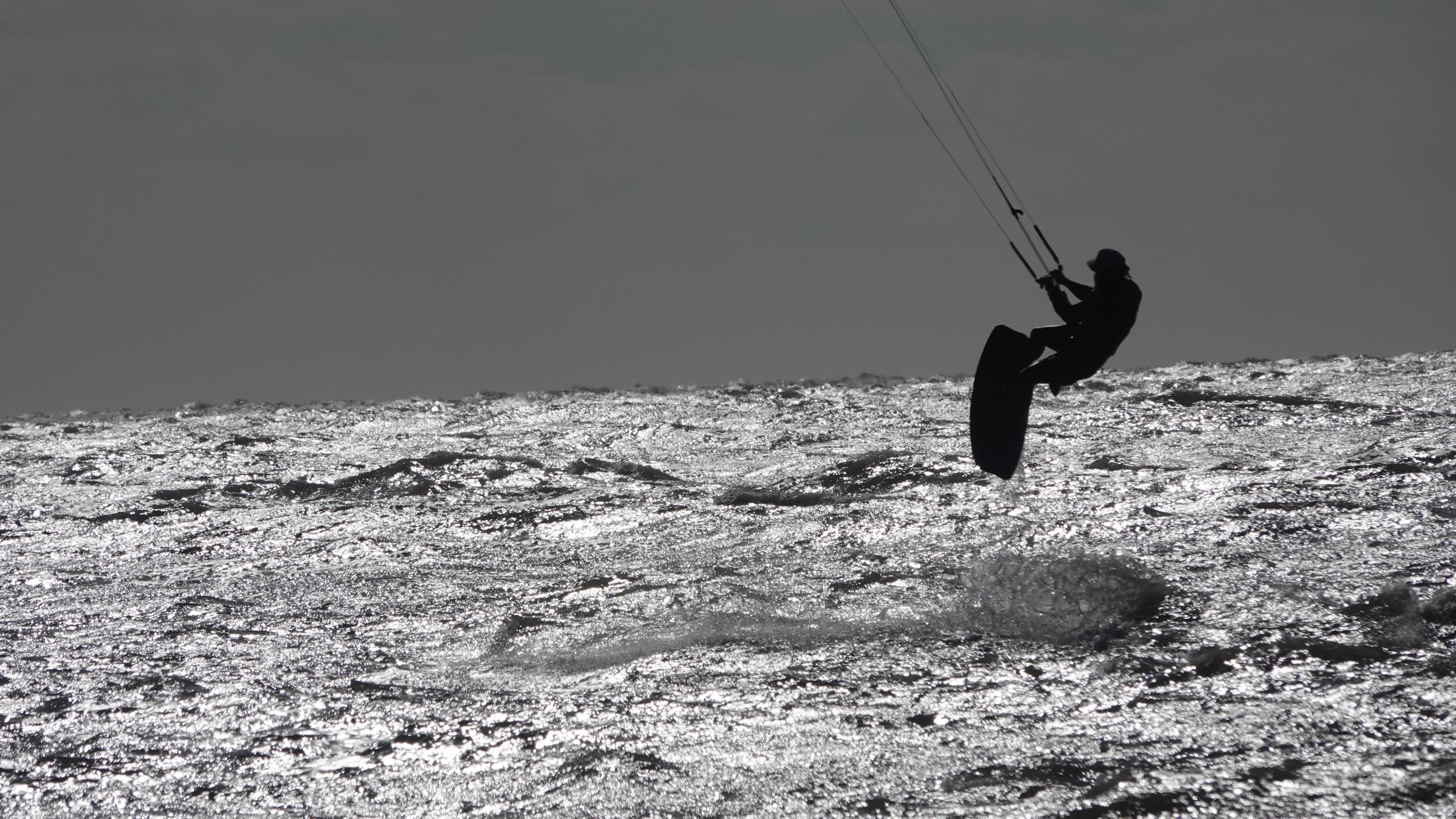 Artistic black and white shot on sparkling water surface
